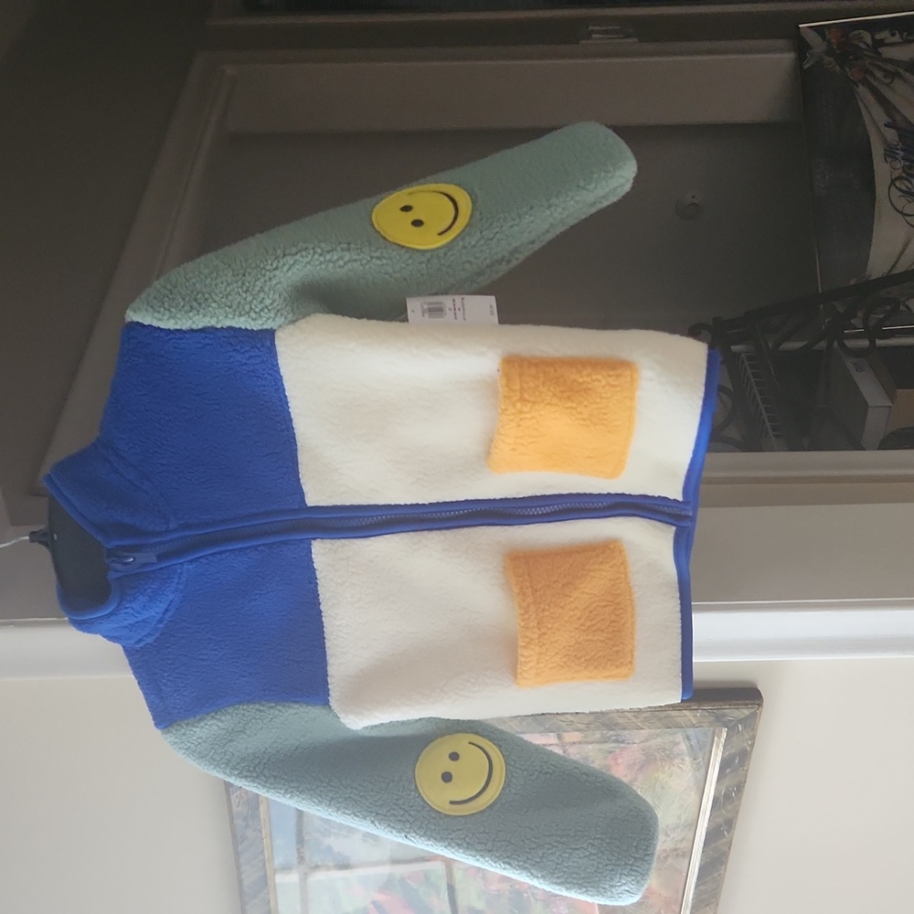 P7  Fun Colourful Fleece Jacket with Smiley Patches